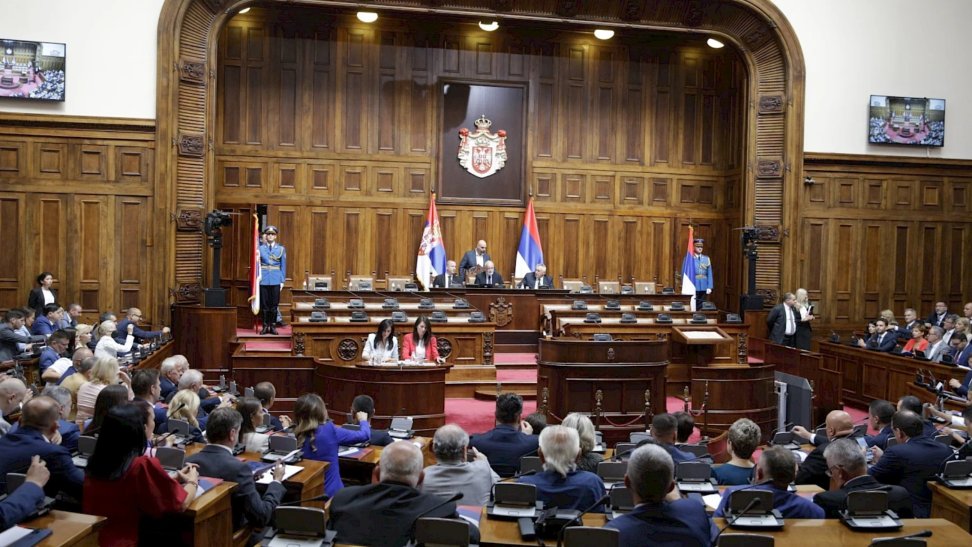 Poslanici tokom zasijedanja Narodne Skupštine Srbije. Illustration, Serbian parliament. Photo: EPA-EFE/ANDREJ CUKIC